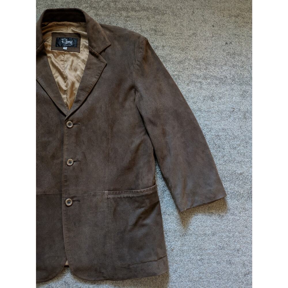Vintage Remy Leather Suede Mens 3-Button Blazer Jacket Size 42 Made In USA - Picture 4 of 16